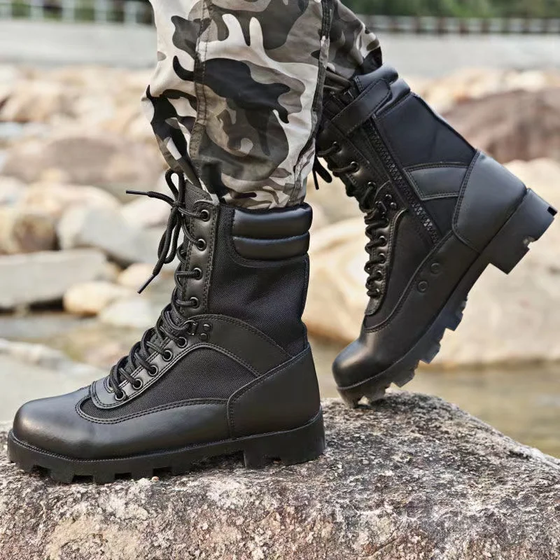 Leather Man Tactical Boots Sport Hiking Shoes Outdoor Ankle Desert Combat Boots Work Safety Shoes Botas Hombre