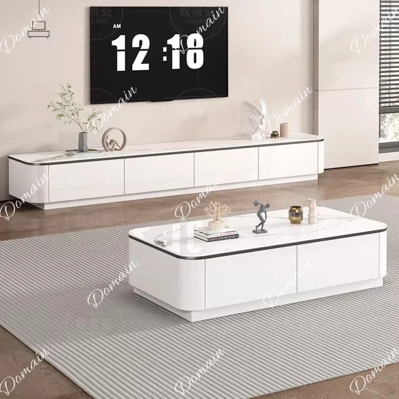 B 160 180 200 220 240cm Wooden Sintered Stone Tv Stand Modern High-end Luxury Design Tv Stand Storage Locker Living Room Furnitu