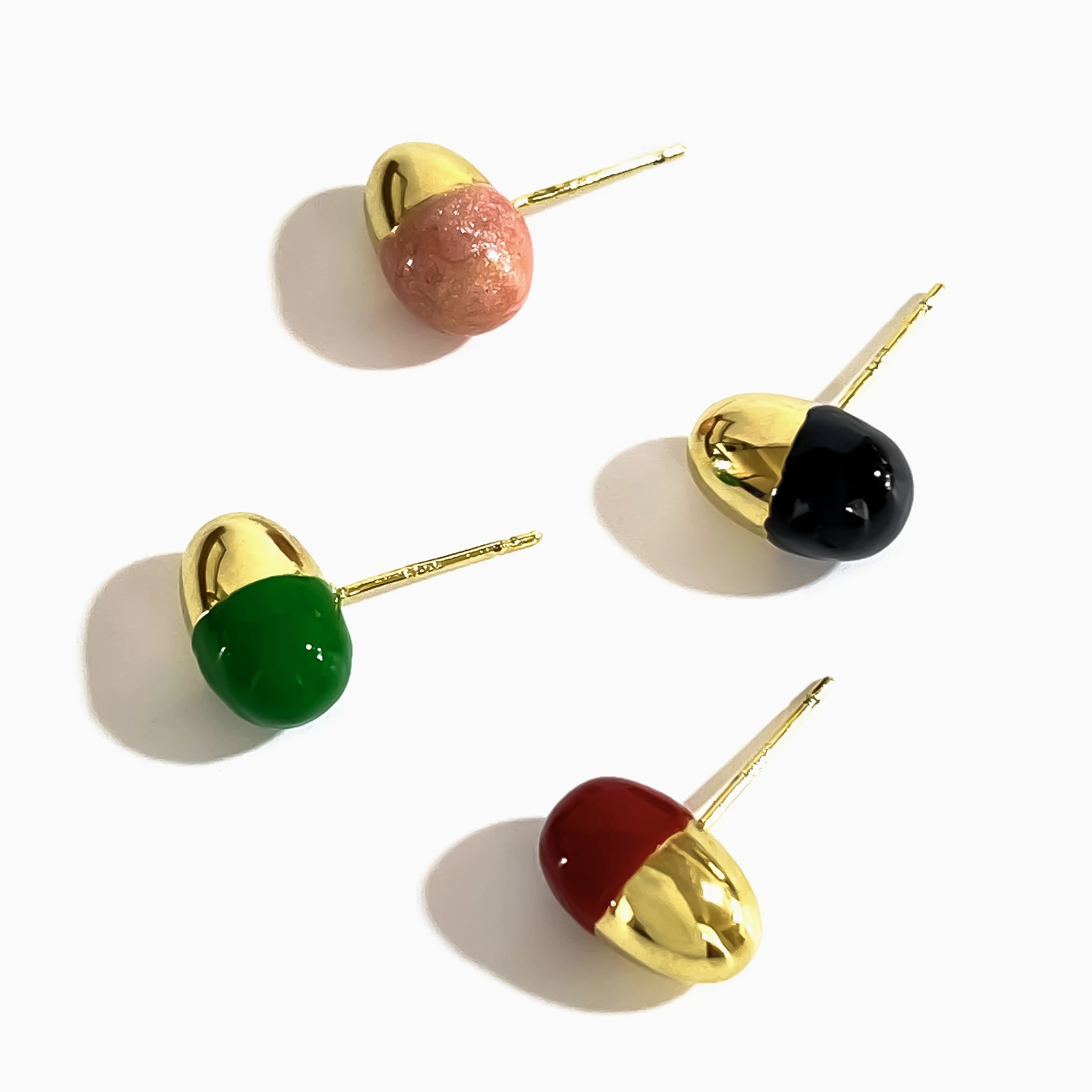 Peri'sbox Cute Gold Plated Colorful Enamel Capsule Pill Stud Earrings Ladies Creative Valentine Gift Little Ear Studs Everyday