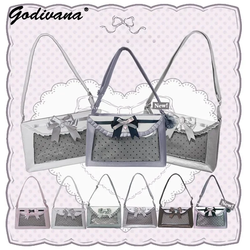 Original Satin Itabag Compact Small Display Crossbody Bag With Ribbon Anime Otaku Lolita Shoulder Ita Bag for Badge Pins