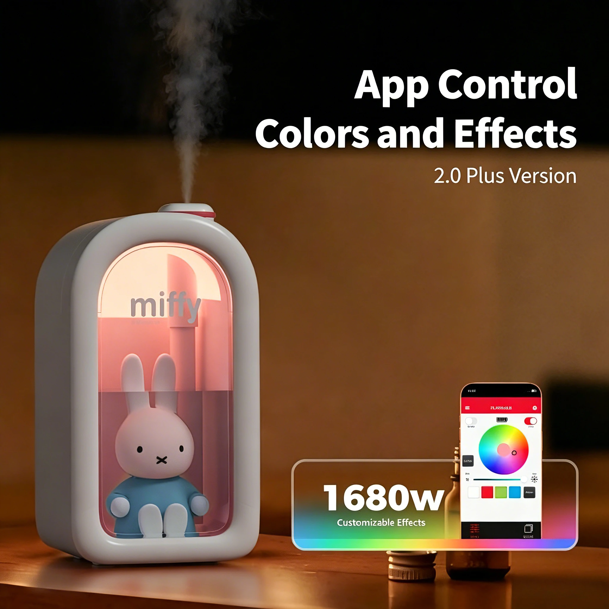 Cute Miffy Rabbit Humidifier with Night Light Creativity Exquisite Bedroom Living Room USB Plug Small Desktop Humidifier
