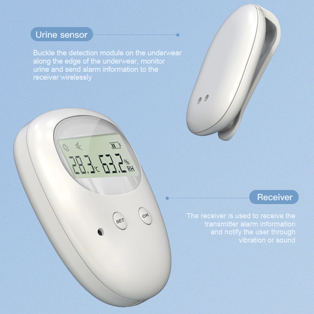 إنذار لاسلكي للتبول اللاإرادي إنذار التبول مع جهاز استقبال 10-20 متر نطاق الاهتزاز تذكير للبنين بنات أطفال قعادة التدريب رعاية المسنين