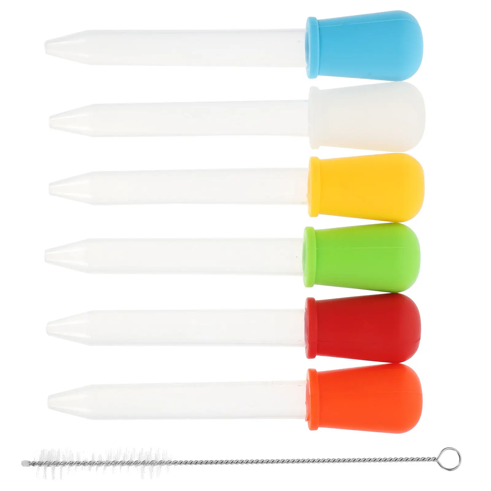 6Pcs Silicone Droppers Eye Droppers 5Ml Liquid Pipettes for Medicine Feeding Cleaning Brush Included