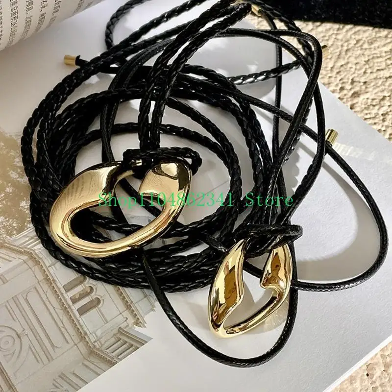 

652F Versatility Braided Necklace Waist Chain for Women Girls Gold Adjustable Clavicle Chain Valentines Day Wedding Jewelry