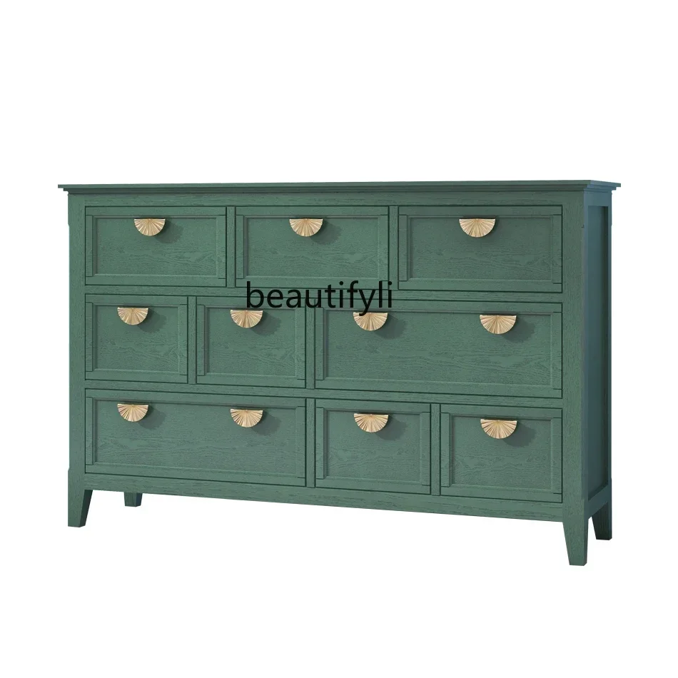 Dark green locker, bedroom against the wall, clothes storage, chest cabinet, living room locker