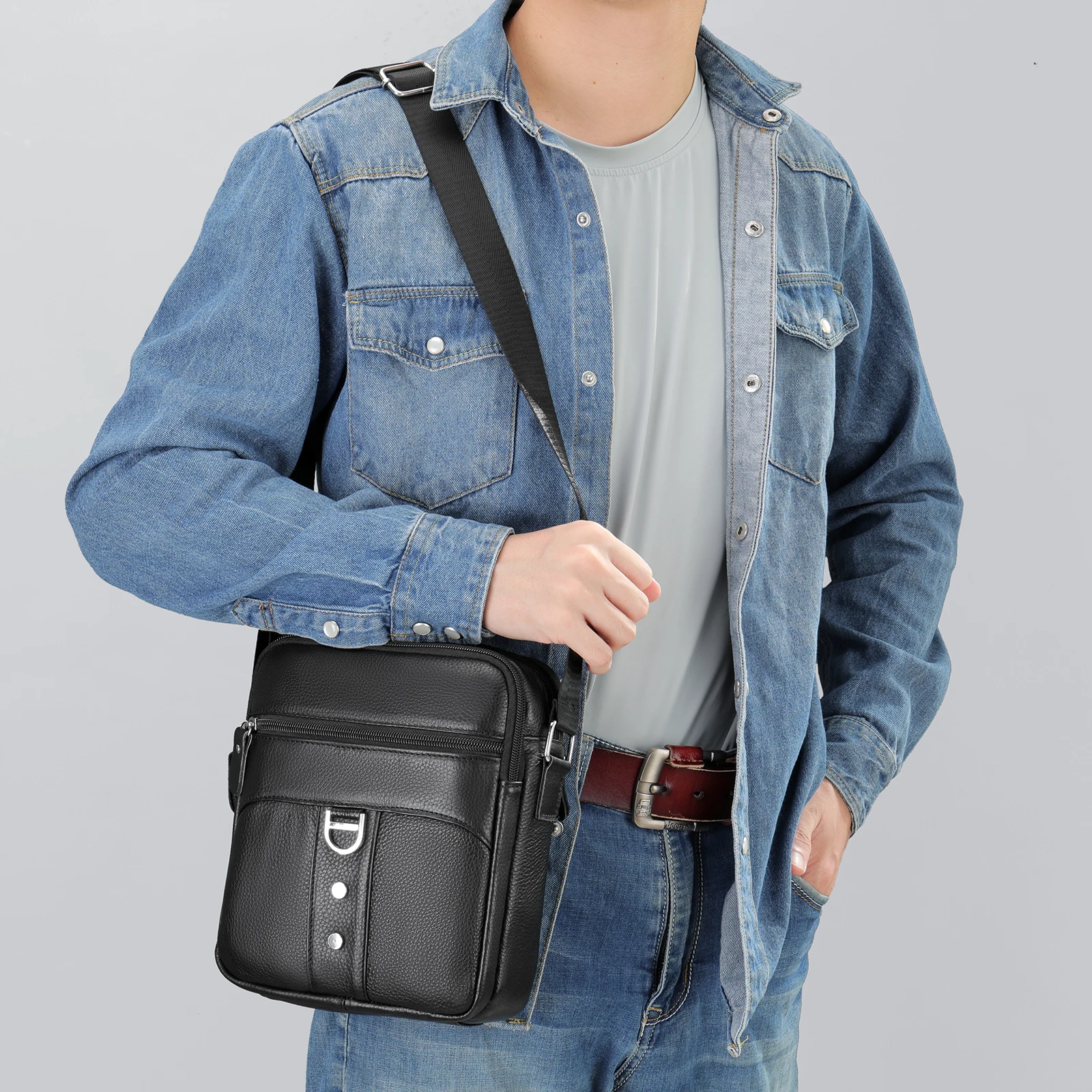 MVA Leather Crossbody Bag For Men Shoulder Bags Casual Sling Sac Bolso Hombre Bandolera Borsa Tracolla Uomo Sacoche Homme Luxe