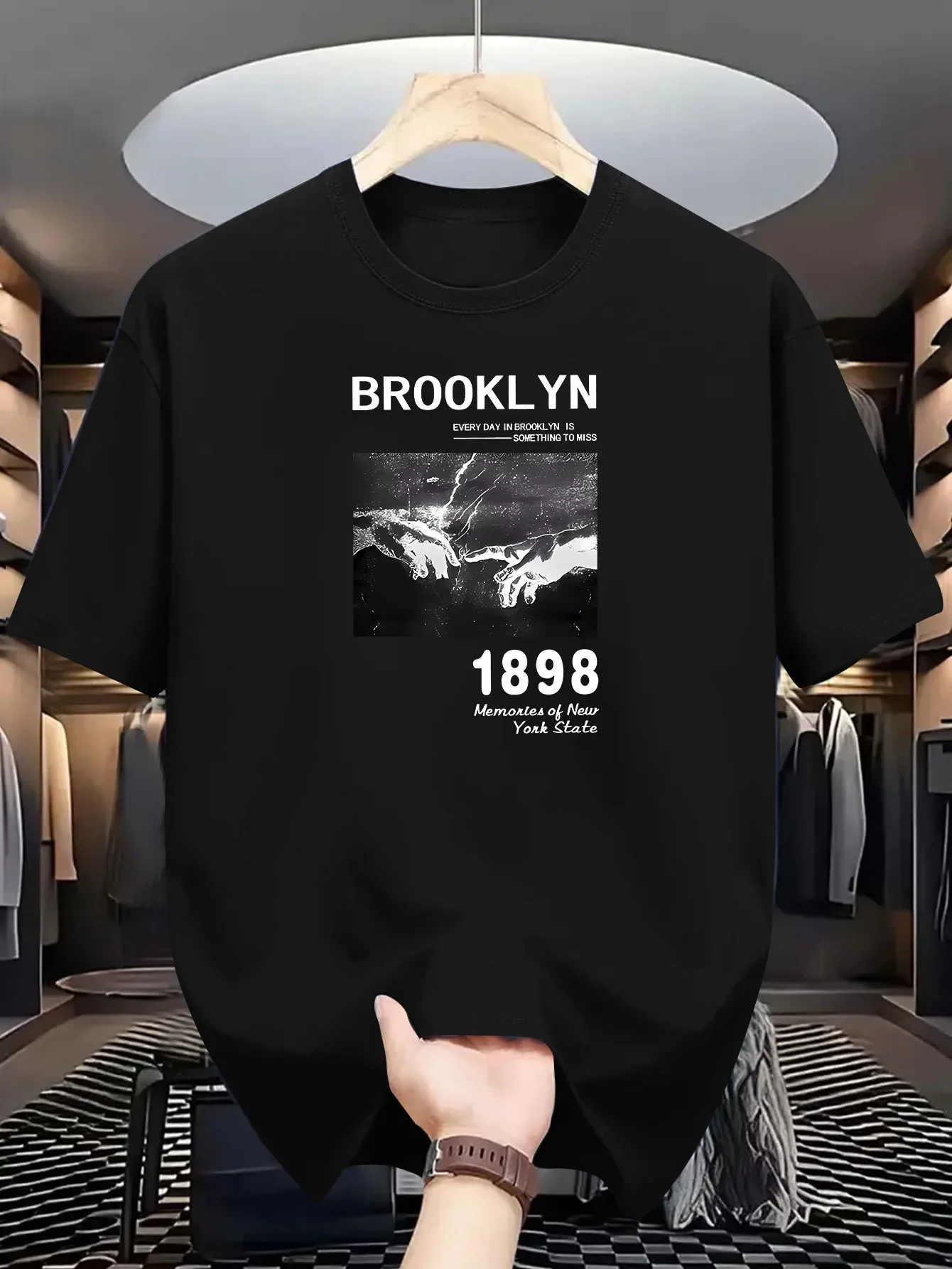 

Men's T-shirt Cotton Brooklyn 1898 Graphic Print T-shirt Harajuku Y2k Casual O-neck Short Sleeve Unisex