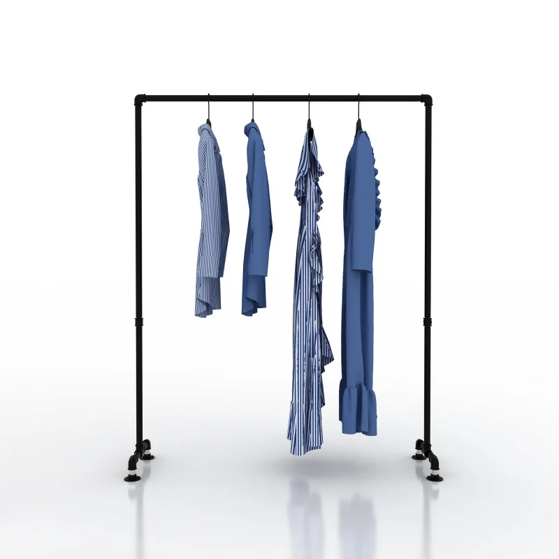 custom.Simple retail shirt boutique iron floor stand double pole way clothing display rack for clothes shop