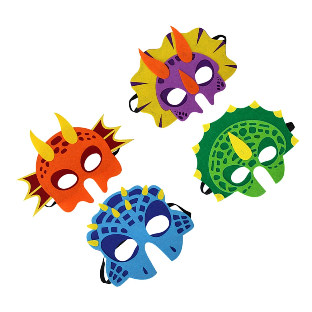 

4 Pcs Children's Dinosaur Mask Kids Cosplay Educational Playthiny Inflatable Felt