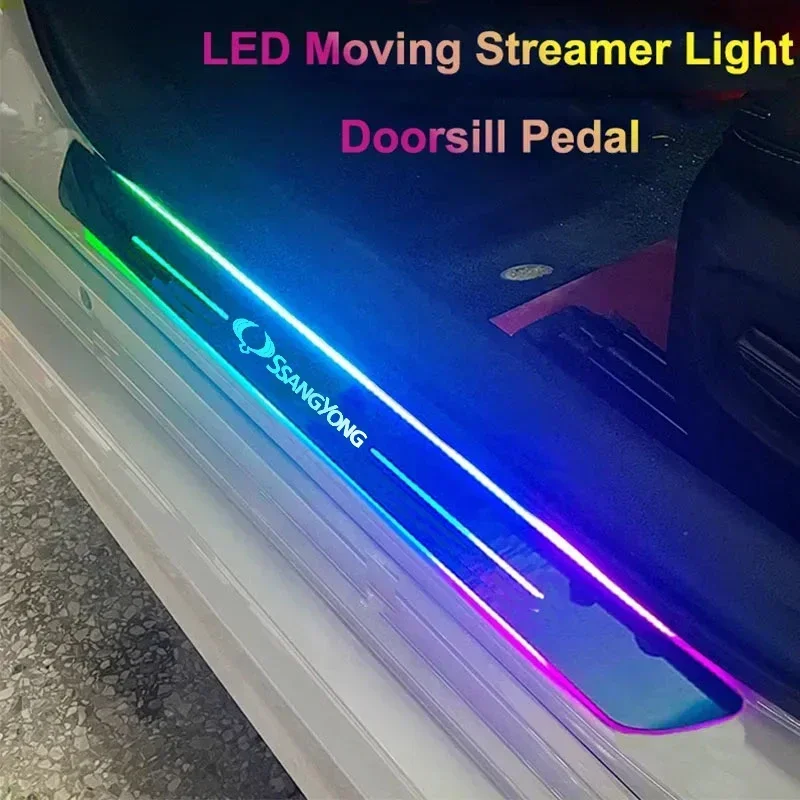 NEW Customized LED Welcome Car Door Scuff Plate Pedal Light For SsangYong Musso Korando Rodius Rexton Torres Kyron Actyon Tivoli