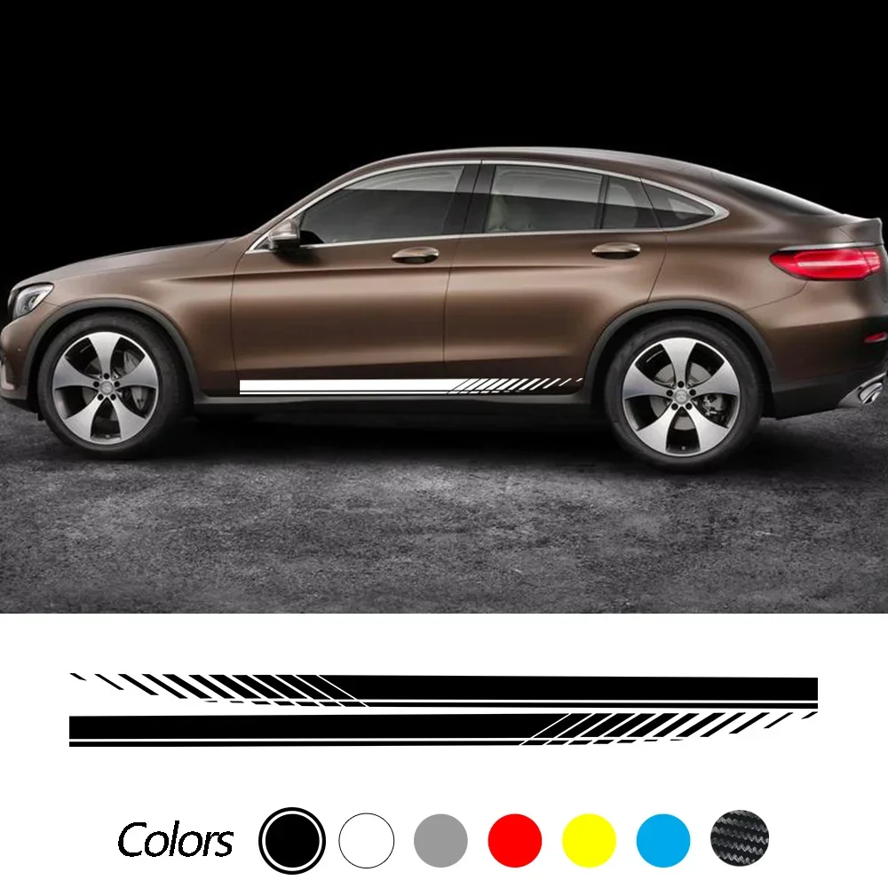 For Mercedes Benz GLE GLK ML Class AMG W164 W166 GLE350 GLE400 GLK350 ML350 Car Door Side Skirt Stripe Sticker Decal Accessories