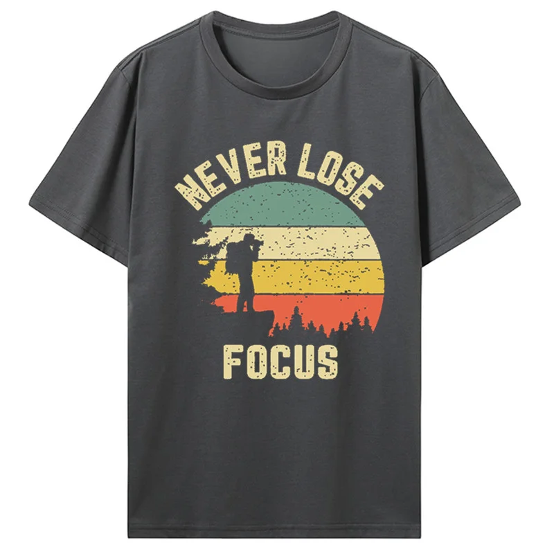 Camera Never Lose Attention Photography T-Shirt Tops Customized Cotton Men Fitness Tees men clothing Funny Photographer TShirt