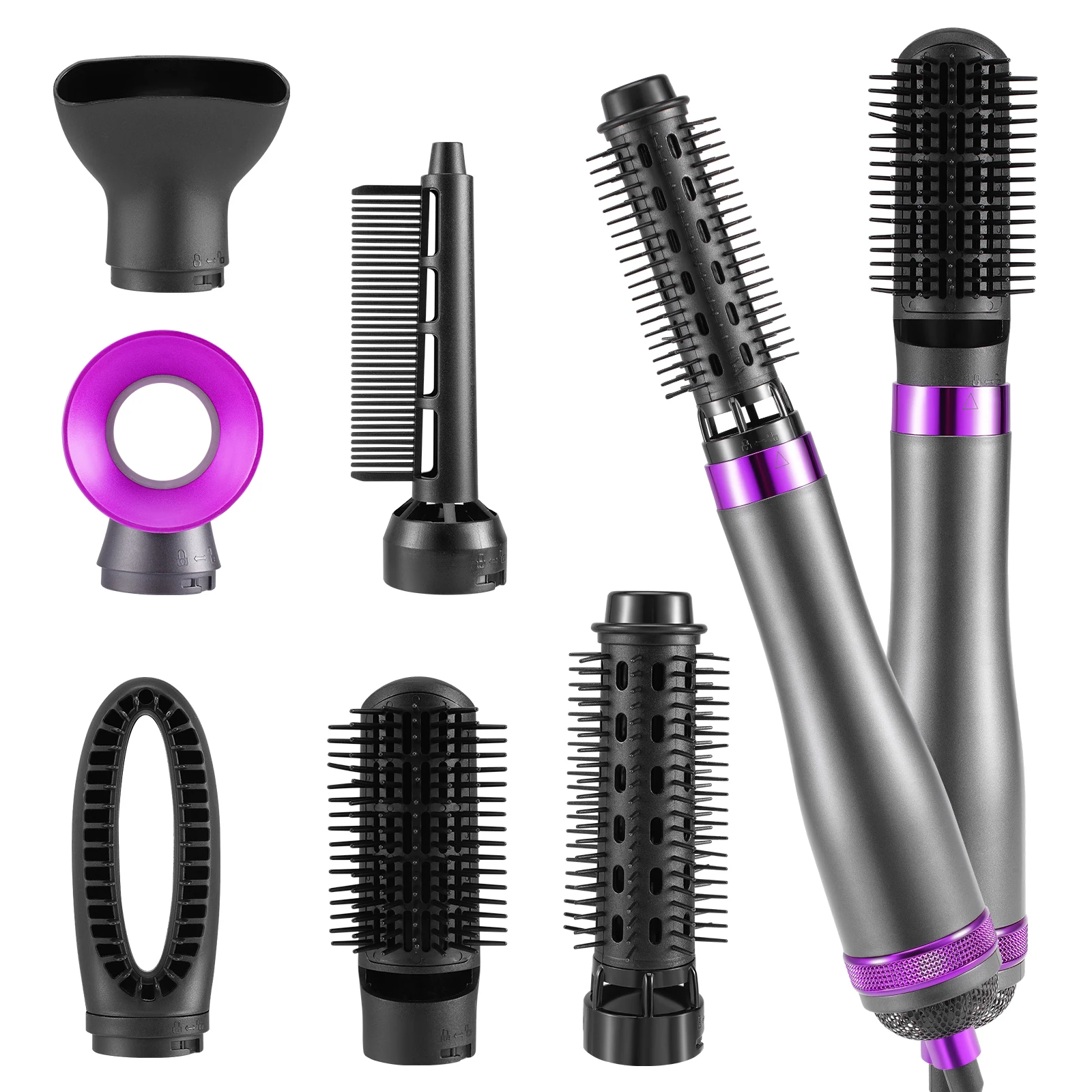 6-in-1 Haarstyler, 1000W Haartrocknerbürste für Haarstyling, Heißluftbürste mit 3 Temperaturstufen für mehr Volumen, Haartrockner