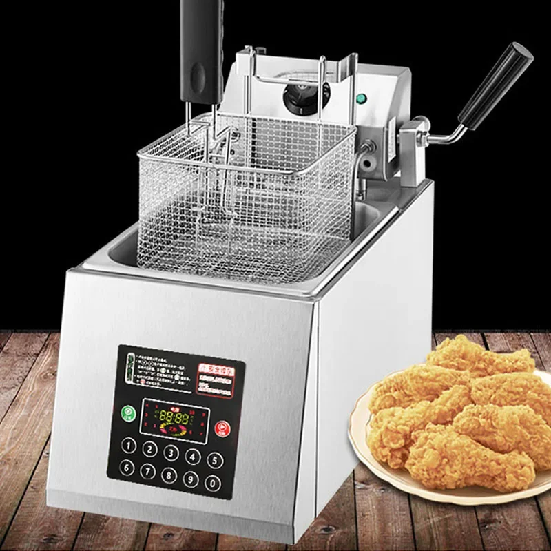 Große Upgrade-Elektrofritteuse, intelligenter automatischer Lift, Doppelkopf-Fritteuse, Doppelzylinder, gebratene Spieße, Pommes Frites, Huhn, Cho