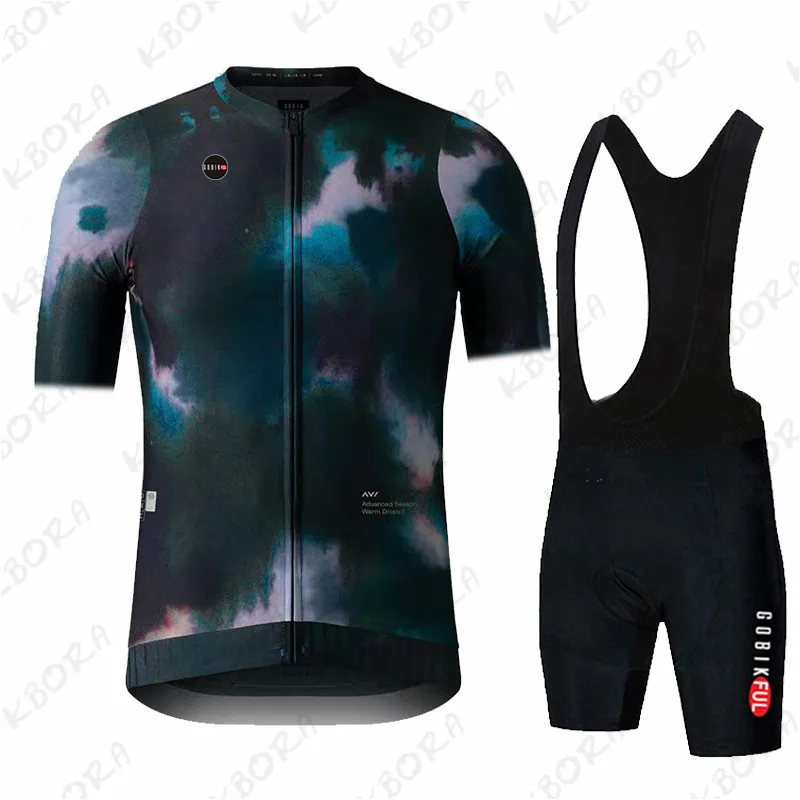 Gobikful-Conjunto de Ciclismo para Hombre, maillot de manga corta transpirable para triatlón, Verano