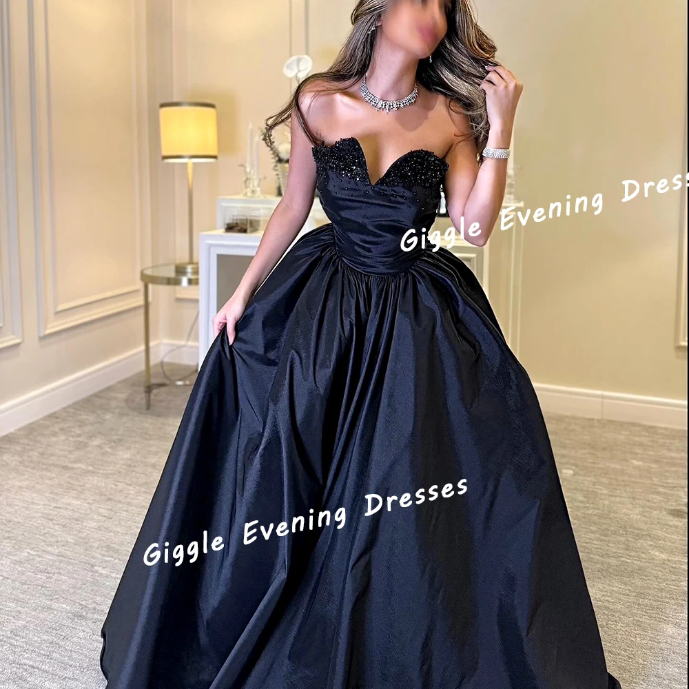 Giggle Crepe Strapless Exquisite Beading Prom Gown Saudi Arab A-Line Elegance Floor-Length Evening Party Dresses for Women 2024