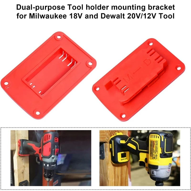 12Packs Tool Holder For Milwaukee M18 & For Dewalt 20V,Wall Mount Drill Holder With 48 Screws Durable Easy To Use