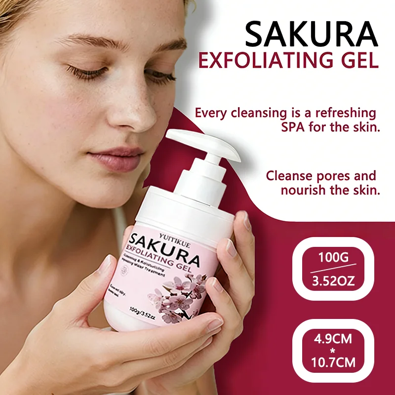 YUITIKUE 100g Sakura Gesichts-Peeling-Gel Sanfte Tägliche Reinigung Hautpflege Exfoliator für Glatte Strahlende Haut – Detail 6