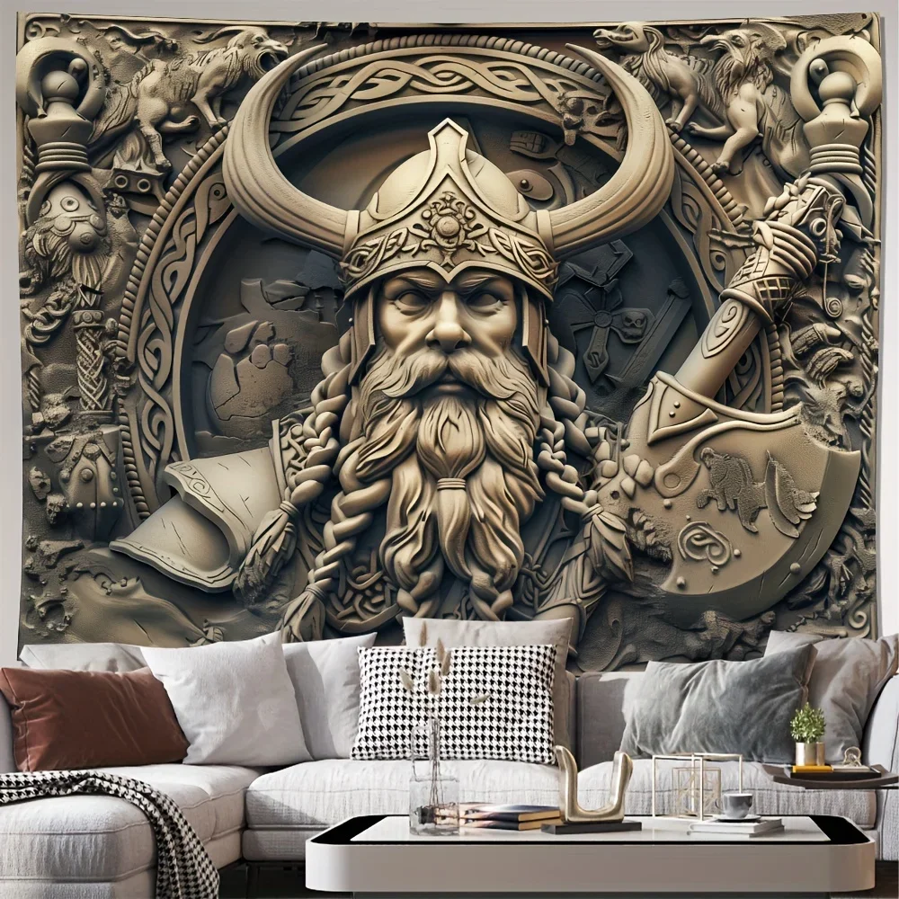 Epic Fantasy Warrior King Wall Tapestry Decoration Medieval Dragon Knight Art Home Decor Gothic Style