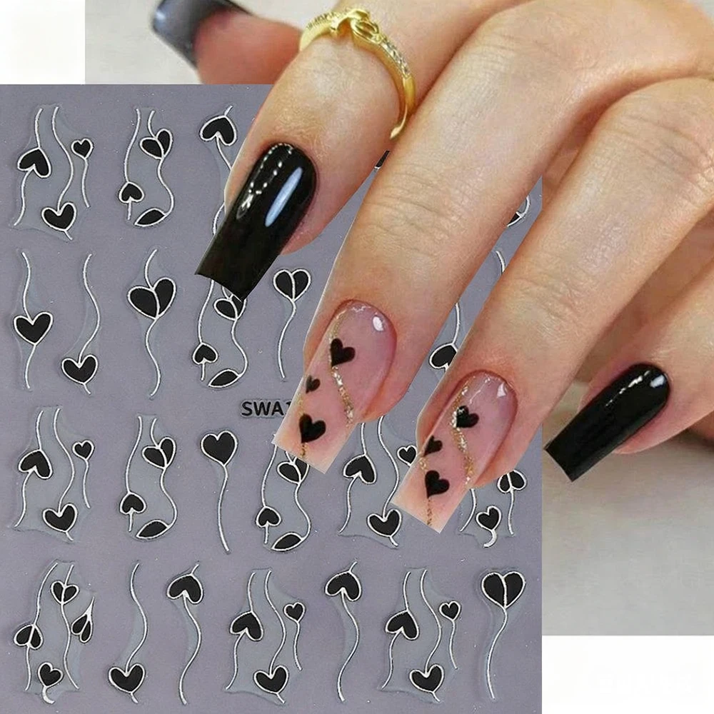 3-Colors الحب القلب مسمار الفن ملصق ثلاثية الأبعاد رومانسية عيد الحب الحب مسمار الشارات ذاتية اللصق الحلو قلوب مانيكير لوازم # %