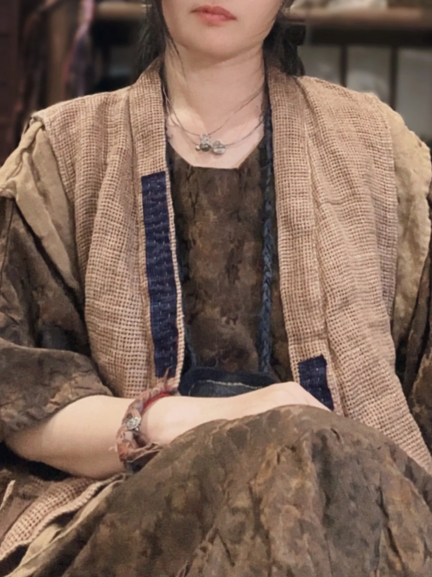 

Double Layer Hand Sewn Patchwork Linen Vest Women's Original Design Thiened Summer Faion Fem Jaet Outerwear