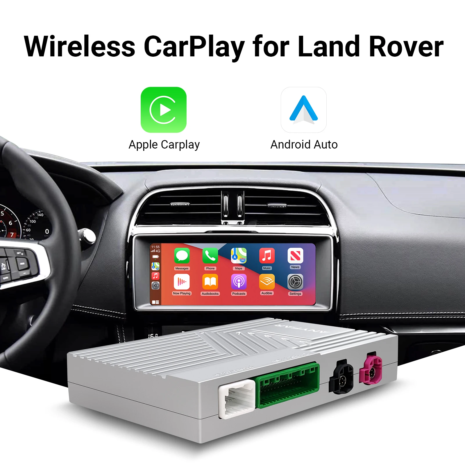 Ezonetronics Wireless CarPlay Android Auto Retrofit Kit لاند روفر رينج روفر إيفوك ديسكفري جاكوار XE XFL F-Type