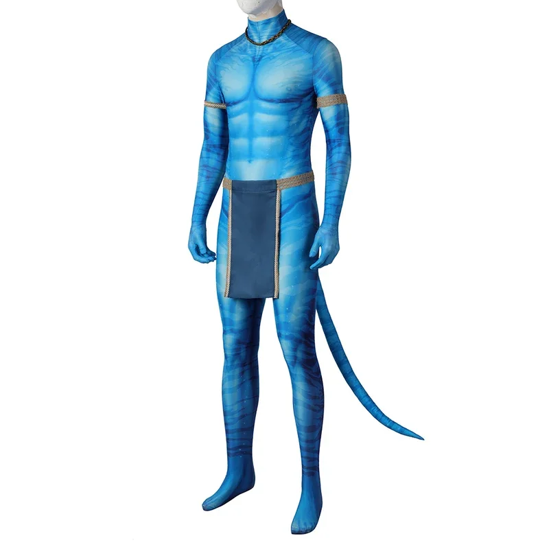 Jake Sully Cosplay Men Costume Avatar 2 Movie The Way Of Water Roleplay Fantasia Man Jumpsuit Tail  Halloween Clothes For Male