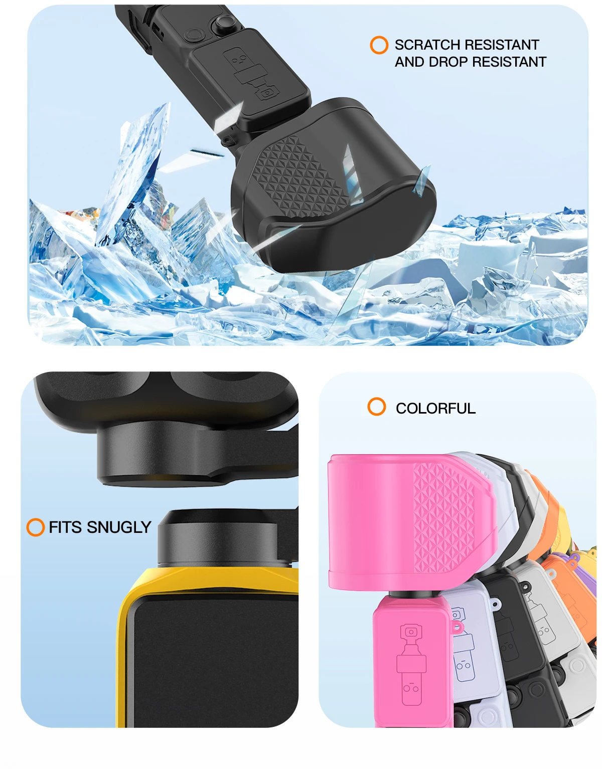 Silicone Protective Cover for DJI Osmo Pocket 4Pro,Full Set with Lens Cap&Screen Protector, Washable Silicone Skin-Friendly Case