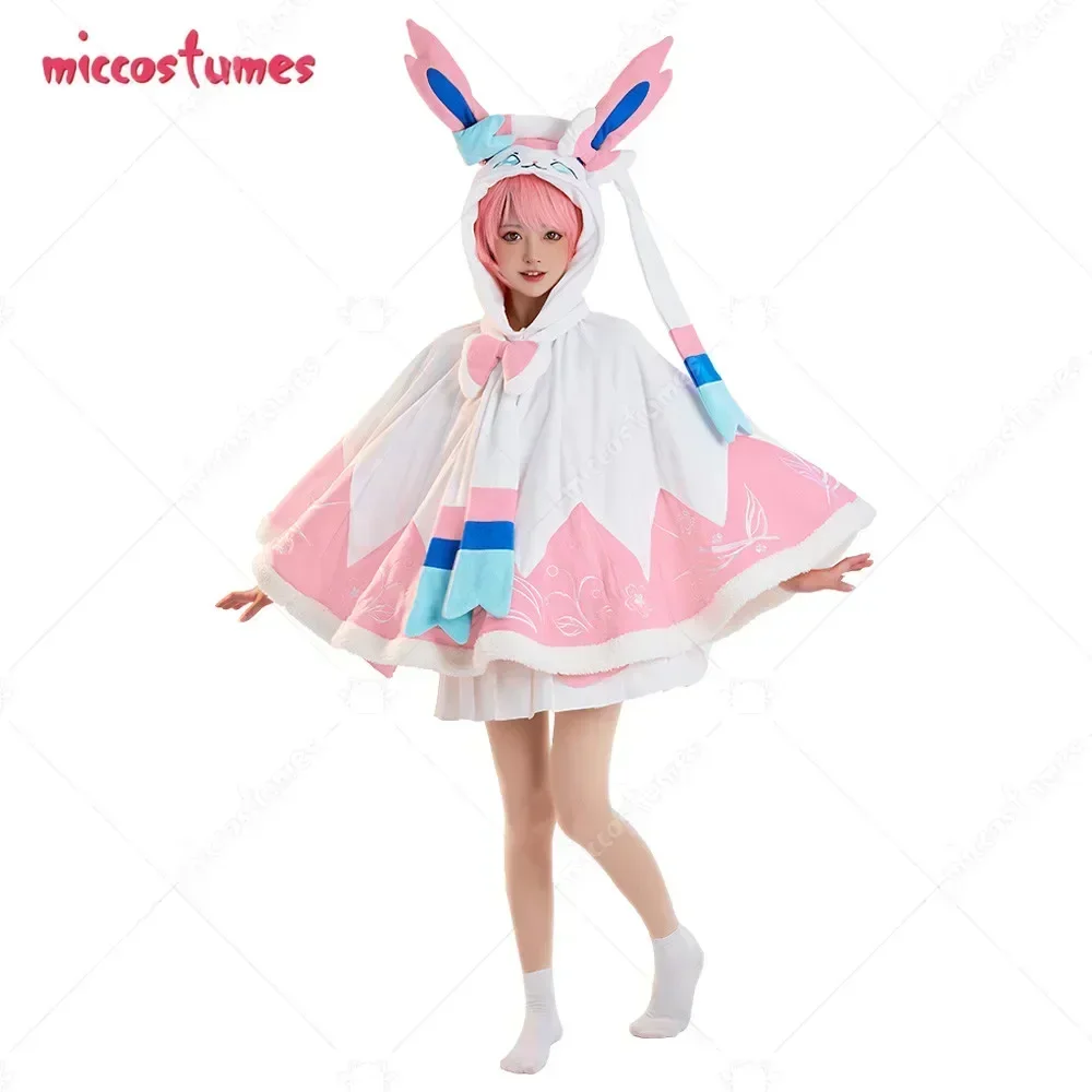 Micfigurinos-Kawaii Halloween Capa e Cachecol Conjunto para Mulheres, Manto Curto, Cauda Cosplay Traje