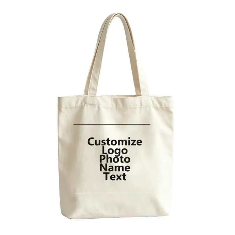 Cute Cartoon Bear Canvas Tote Bags Personalized Custom Name Aesthetic Books Grocery Shopping Bags for Women Girls Reusable Gifts