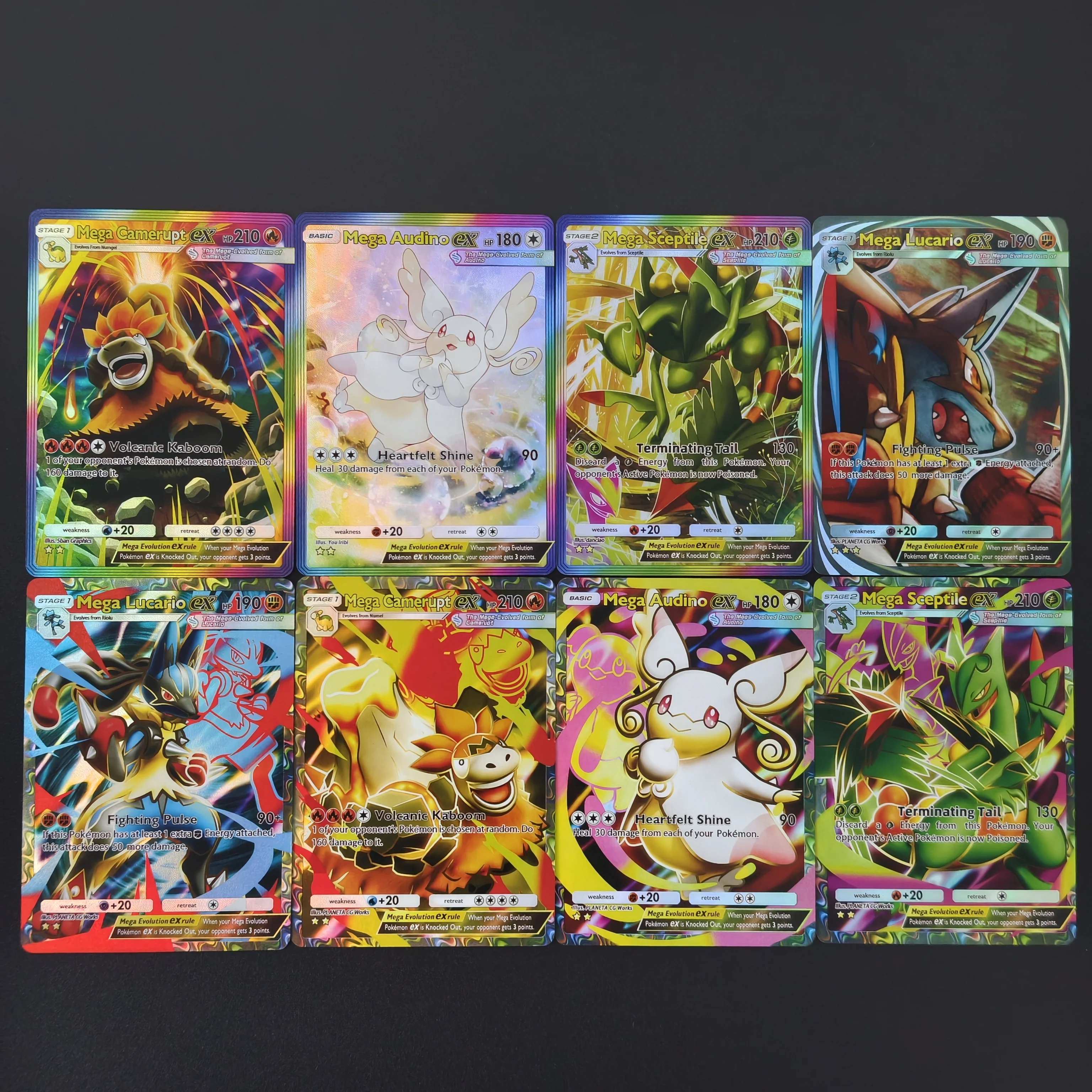 Hot TCG DIY Pocket Card Mega Camerupt EX Audino Sceptile Lucario Audino Colorful Painting Shiny Trading Cards Collectible Gift