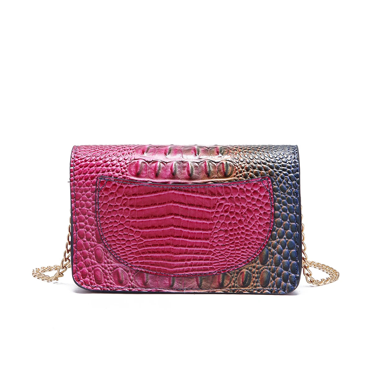 European and American retro diagonal cross single shoulder multicolored crocodile patterned Brahman bag