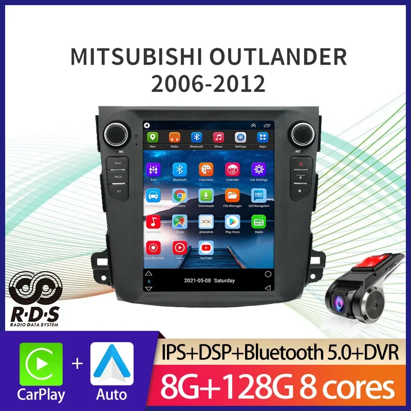 2din Android Car GPS Navigation For MITSUBISHI OUTLANDER 2006-2012 Radio Stereo Multimedia Player 9 Inch IPS Screen 4G Carplay