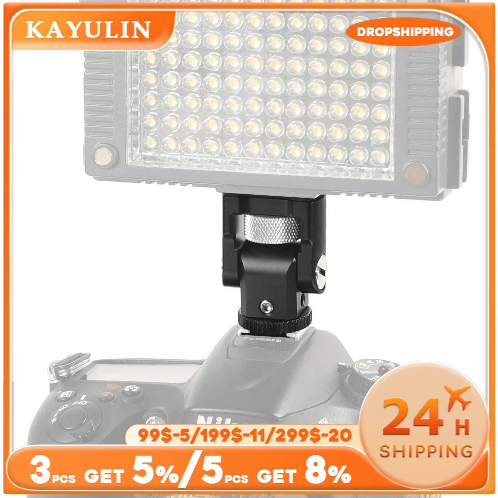 KAYULIN Monitor Holder Cold Shoe Mount With 90 Degree Tilt Adjustable Mount Bracket For On-camera Monitor / LED Flashlight