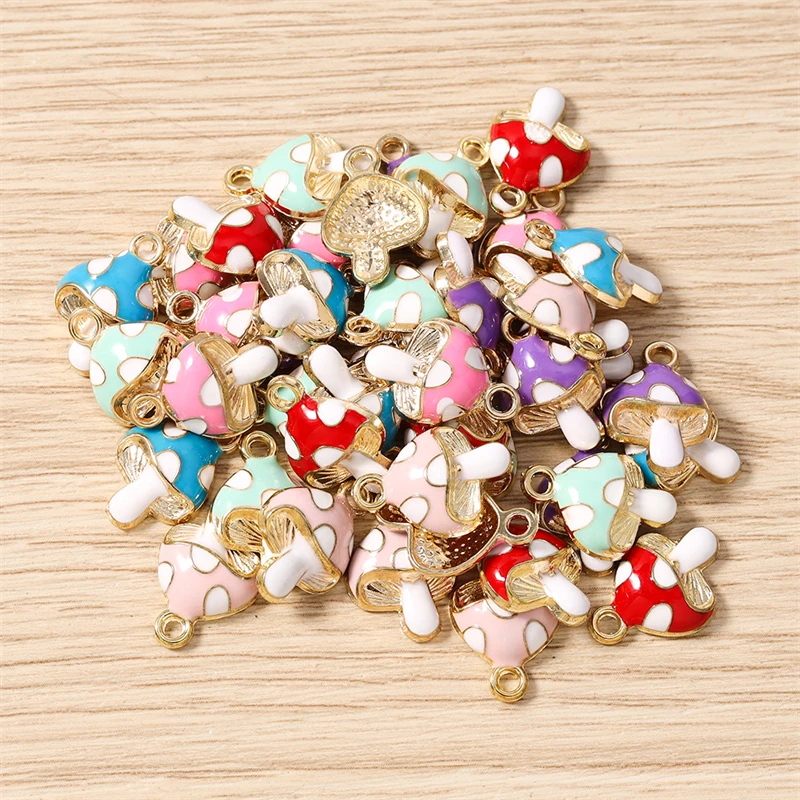 10 Stück 11x16mm Niedliche Emaille-Pilz-Anhänger für die Herstellung von Anhängern, Halsketten, Ohrringen, Armbändern, DIY-Bastelarbeiten und Schmuckzubehör – Detail 13