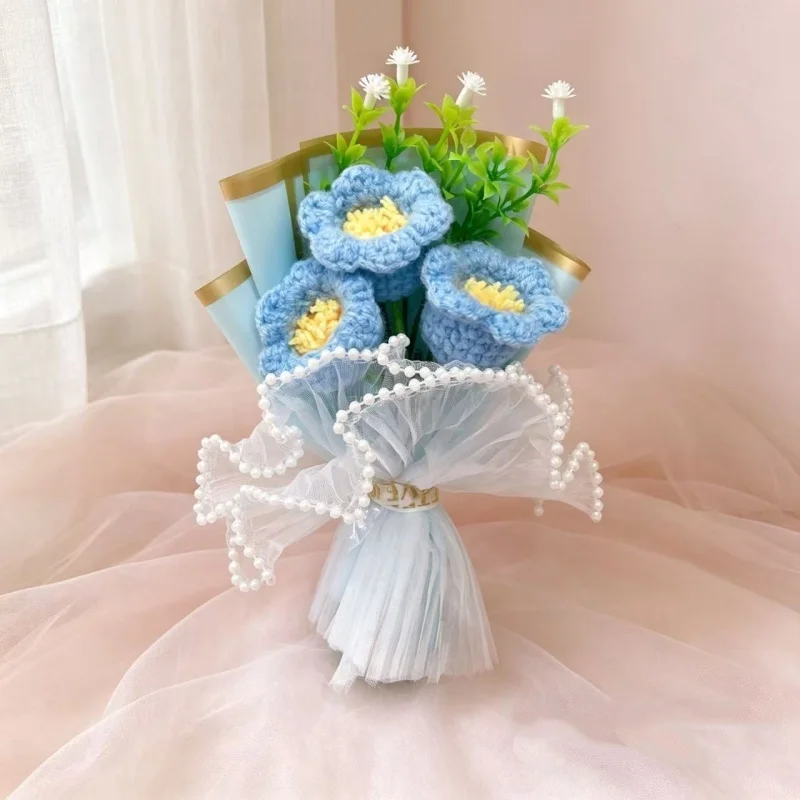 15cm Mini Handgemachter Häkelblumenstrauß Künstliche Blumen Valentinstag Muttertag Romantisches Geschenk Tischdekoration – Detail 8