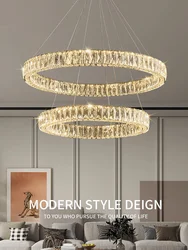 Okrągły kryształowy żyrandol lampa LED Indoor Modern 40 60 80 100CM okrągły pierścień lampa wisząca do salonu jadalnia sypialnia