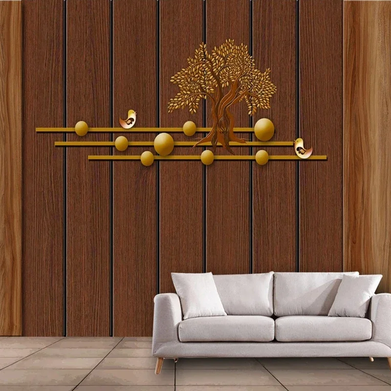Custom 3D Photo Retro Grain Golden Tree Pattern Non-woven Wallpaper Bedroom Living Room Background Wall Decor Large Murals