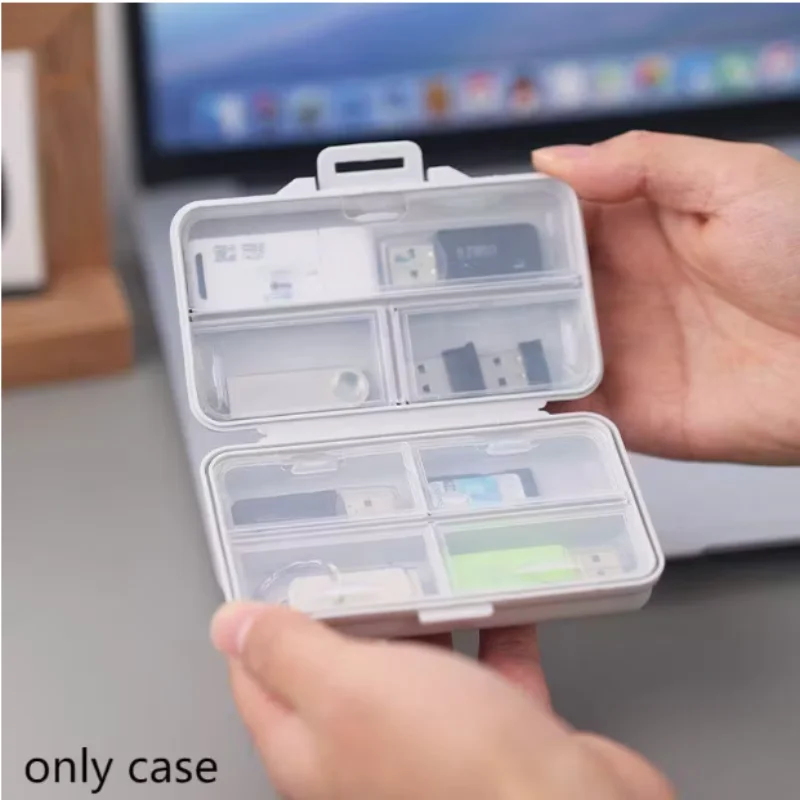 Portable SB Flash Drive Storage Case with Lid - Lightweight PP Material, Multi-Compartment Design, Ideal for Organizing Office S