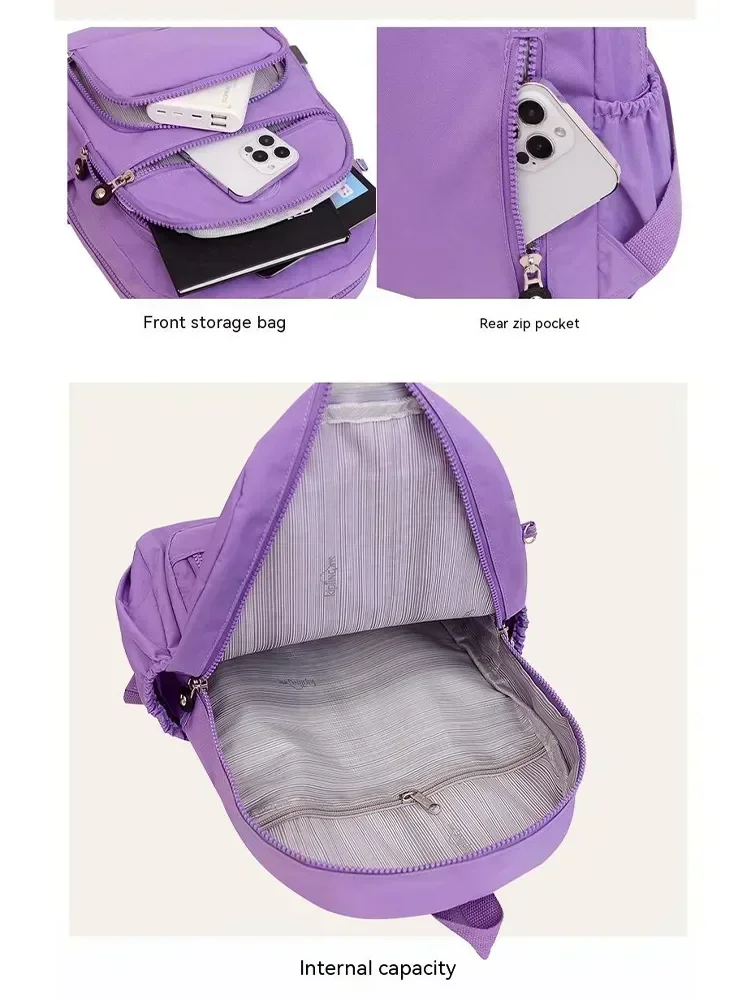 Mochila multi-camada estilo coreano para mulheres e meninas, tecido oxford impermeável e leve, grande capacidade, para estudante