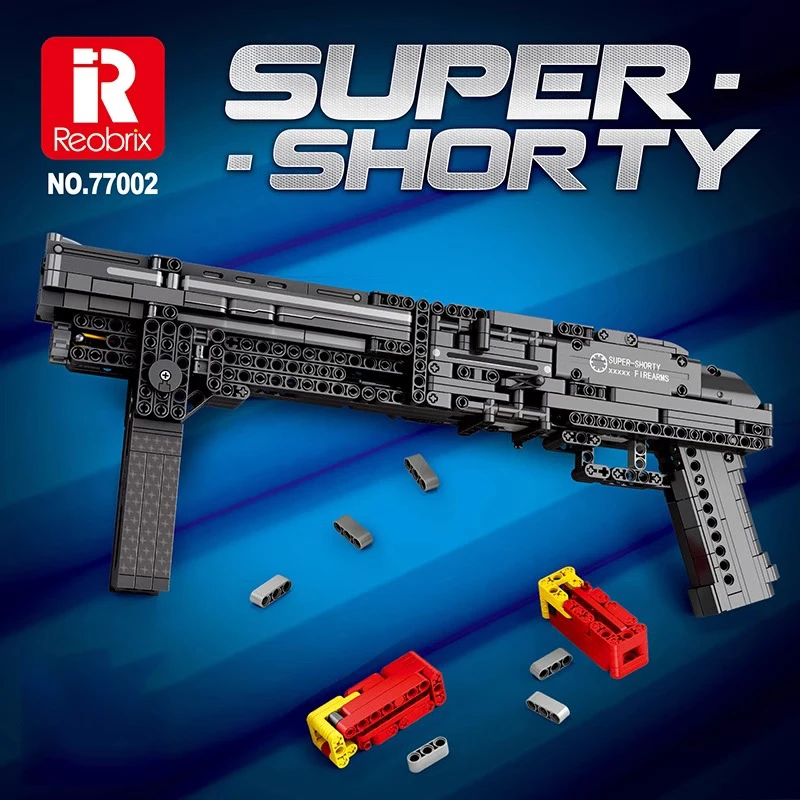 Reobrix 77002 techniczny Super Shorty Shotgun Model broń wojskowa klocki klocki Puzzle zabawki urodziny prezenty dla dzieci