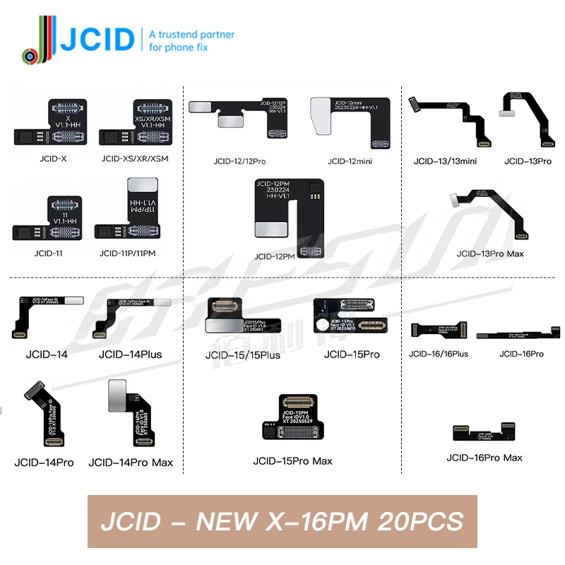 JCID غير إزالة معرف الوجه إصلاح FPC الكابلات المرنة آيفون X XR 11 12 13 14 15 16 برو ماكس إصلاح الوجه دون كابل لحام IC