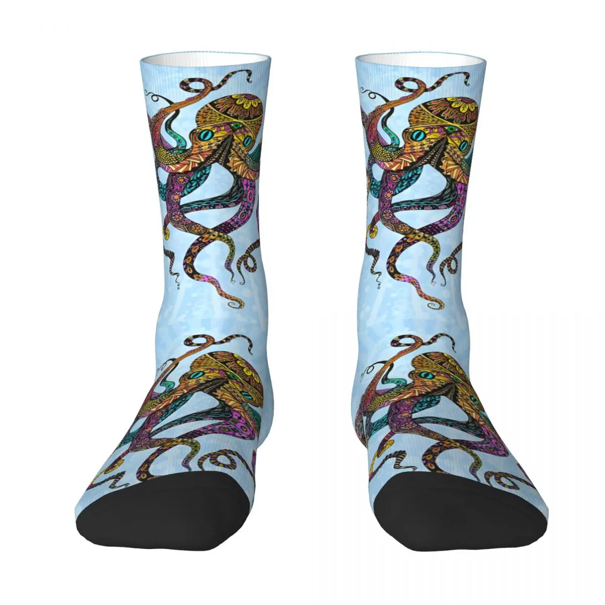 Funny Men's Socks Electric Octopus Retro Hip Hop Crazy Crew Sock Gift Pattern Printed