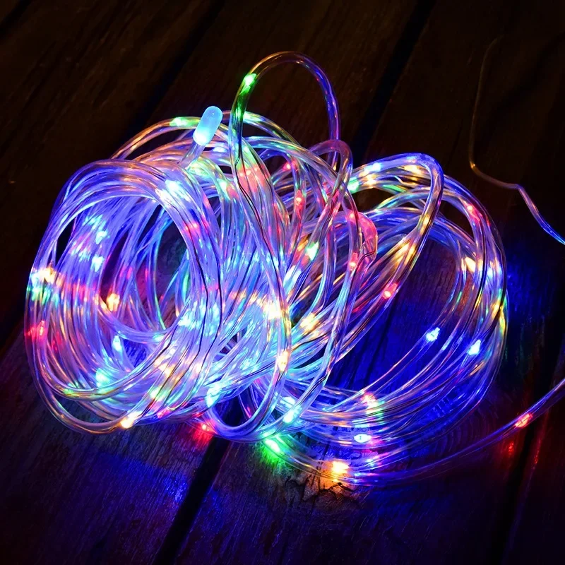 

LED Solar Strip Rope Tube Fairy Light Solar Powered Garland String Light Christmas Decor for Outdoor Garden Lawn Tree Yard Fence