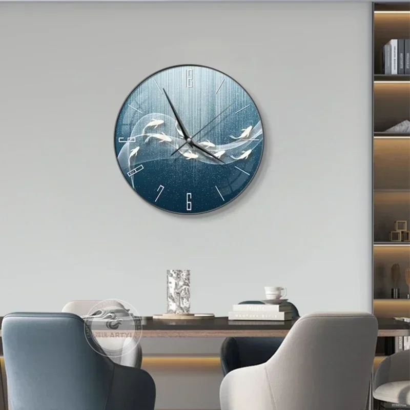 Modern Home Decoration Wall Clock Living Room Decoration Porch Corridor Light Luxury Crystal Porcelain Painting Mute Wall Clock