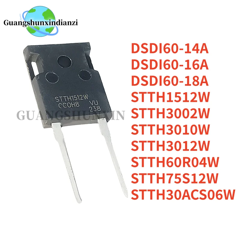 5PCS NEW DSDI60-14A DSDI60-16A DSDI60-18A STTH1512W STTH3002W STTH3010W STTH3012W STTH60R04W STTH75S12W STTH30ACS06W TO-247-2