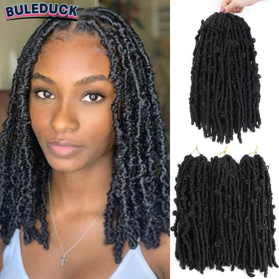 Pré-looped Locs borboleta para mulheres, cabelo de crochê, afligido Faux Locs, tranças, cabelo macio bagunçado, 14 pol