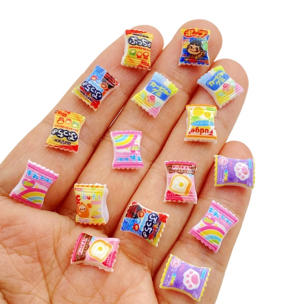 Mélange de breloques en résine pour Nail Art, 50 pièces, Mini dessin animé mignon, bonbons colorés pour la saint-valentin, bricolage artisanal pour décorations d'ongles 3D, bijoux
