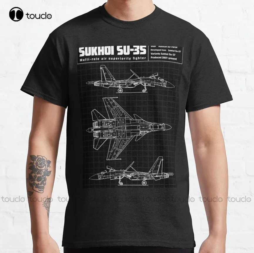 Su-35 Air Superiority Fighter Jet Fighter, Aircraft, Air Force, Airplane Classic T-Shirt Womens Tshirts Graphic Xs-5Xl Unisex