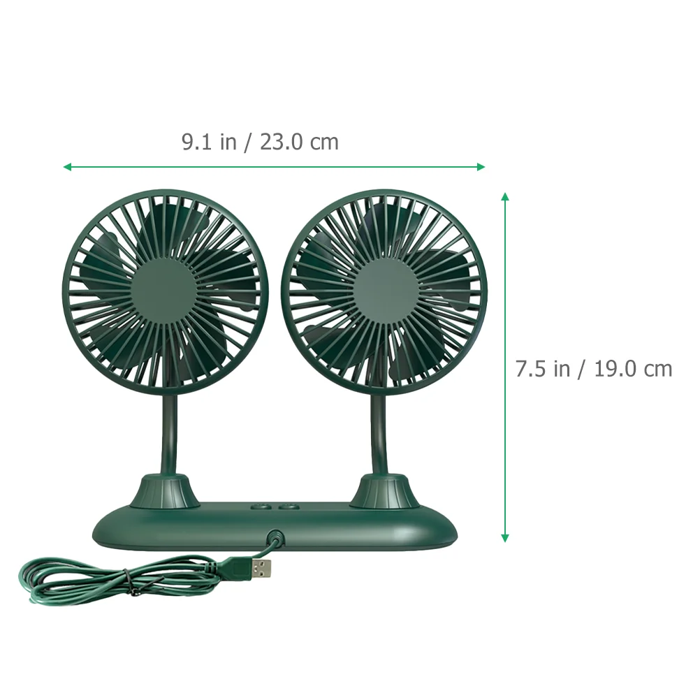 

Car Fan Summer Cooling ABS Material Double Head Fans Adjustable Rv Stroller Low Noise Strong Wind Car Interior Vehicle